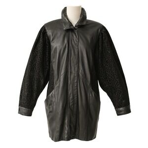 VTG Wilson's Leather Coat SZ XS Thinsulate Trench Full Zip 80s 90s Animal Biker